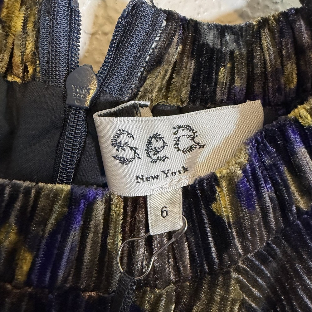 NWT Sea New York Dress Dogwood Dropped Shoulder Velvet Midi 6 Dark Floral Fall - Picture 7 of 13